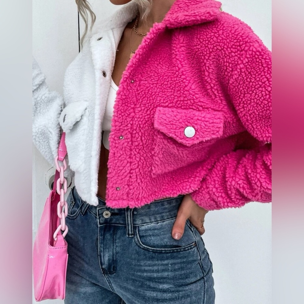 NWOT Two Tone Flap Pocket Teddy Jacket Womens size small / EU 36 / US 4